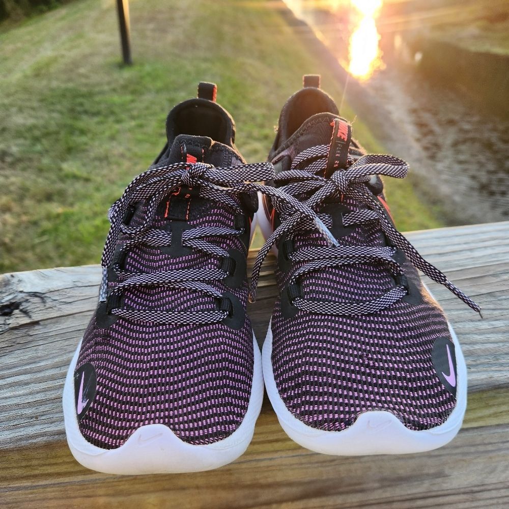 Nike Women's Flex Running Black Pink Knit Upper Sneakers Size 6.5 - Picture 3 of 13